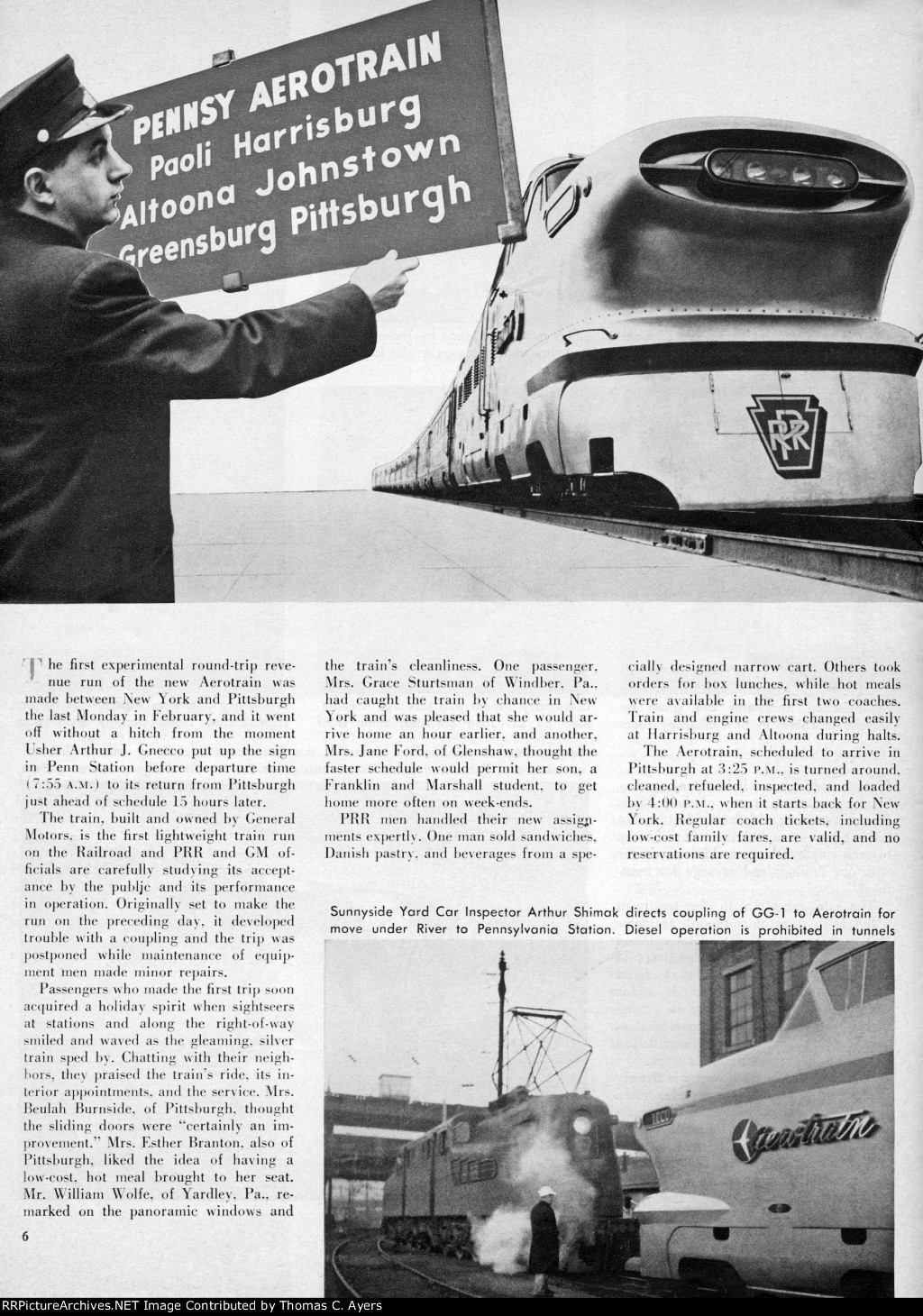 "Pennsy Aerotrain," Page 6, 1956